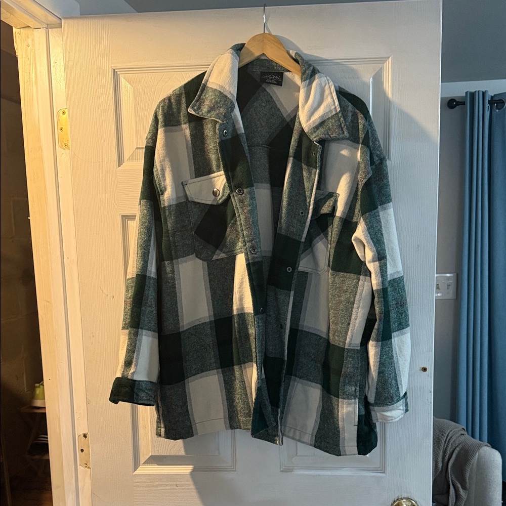 Plaid Green and White Women's Jacket